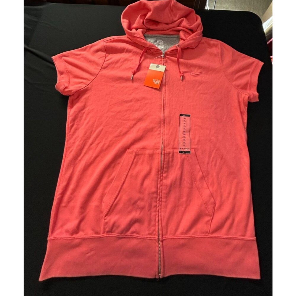 Nike The Athletic Dept Hoodie XL Orange Short Sleeve Zip Up lightweight NWT